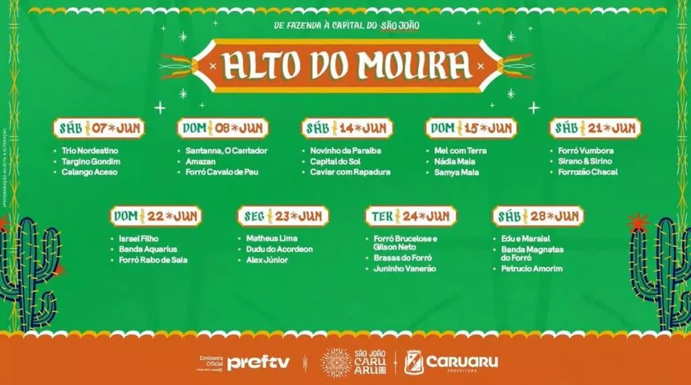 Programação Polo Alto do Moura no São João de Caruaru 2025