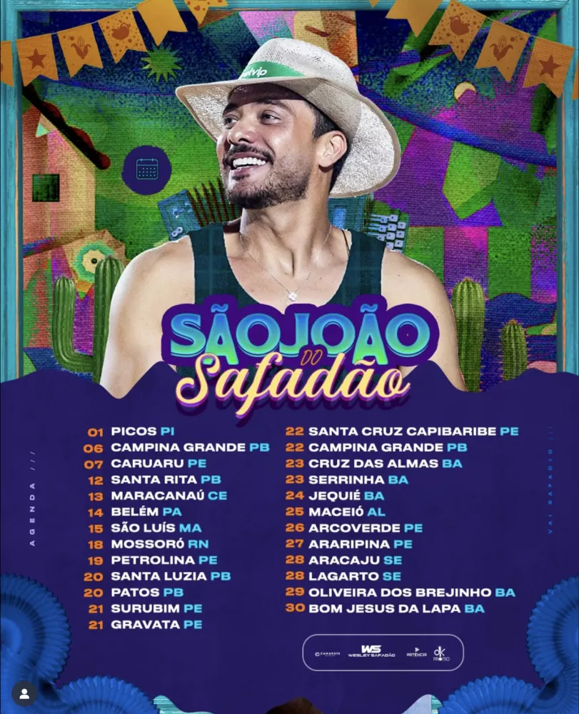 Agenda de Wesley Safadão Junho 2025: veja datas e cidades dos shows