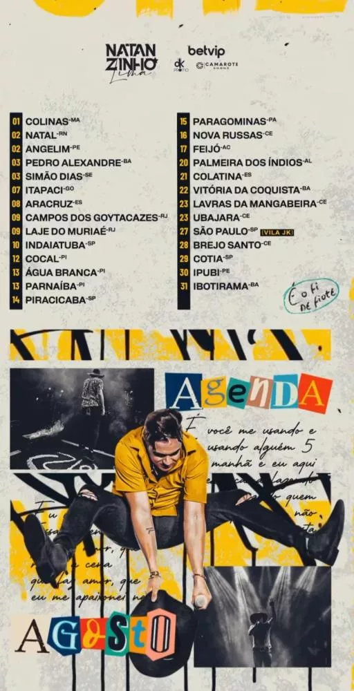 Agenda de show Natanzinho Lima agosto de 2025