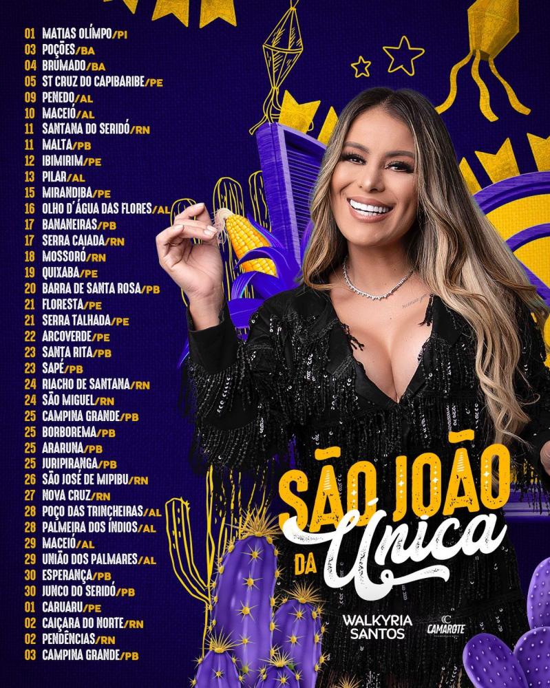 Agenda de Shows Walkyria Santos Junho 2022